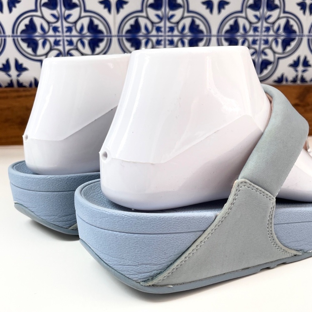 FitFlop Lulu Pale Blue Toe Post Wedge Sandal Size 9 - Picture 7 of 10